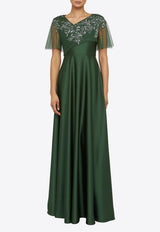 Theia Nerissa Asymmetric Beaded Gown Green 88114377_GREEN