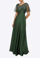 Theia Nerissa Asymmetric Beaded Gown Green 88114377_GREEN