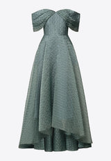 Theia Elysia Off-Shoulder Jacquard Gown Silver 88114984_GUNMETAL