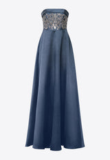Theia Paloma Mikado Strapless Gown Navy 88114993_NAVY