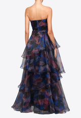 Theia Seona Strapless Printed Ballgown Multicolor 88115892_MULTI COLO
