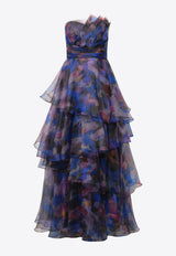 Theia Seona Strapless Printed Ballgown Multicolor 88115892_MULTI COLO