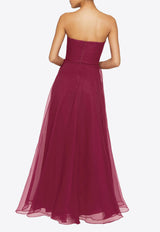 Theia Teresa Strapless Ruffled Gown Burgundy 8817572_BURGUNDY