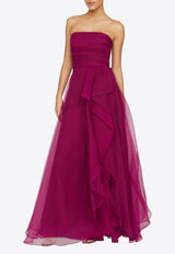 Theia Teresa Strapless Draped Gown Magenta 8817572_MAGENTA