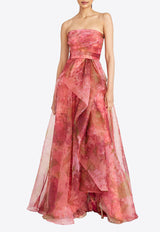 Theia Fahreta Floral Strapless Gown Multicolor 8818871_PINK MULTI