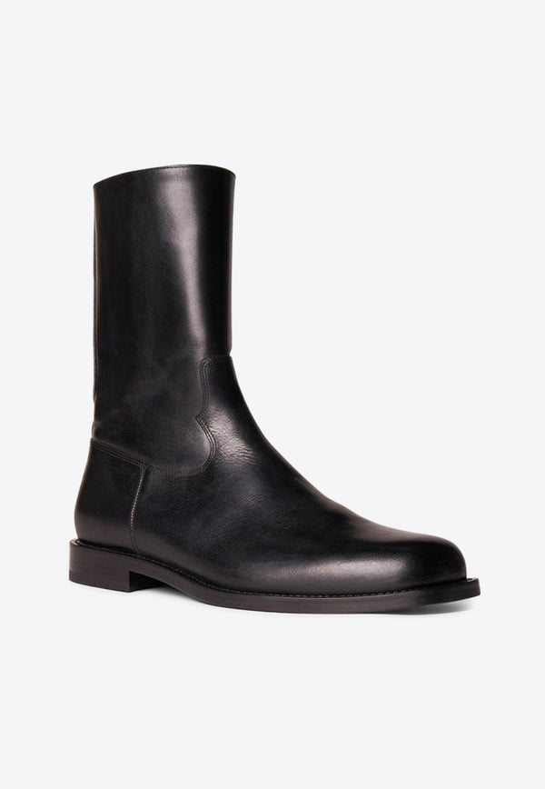 Dries Van Noten Mid-Calf Leather Boots Black 896_QU102_900