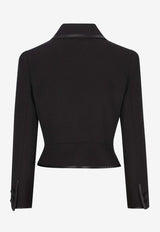 Valentino Wool Button-Up Jacket with Bow Black 8B0CE5K09Q0 0NO