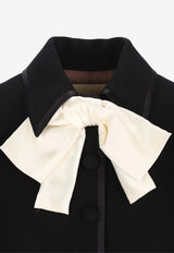 Valentino Wool Button-Up Jacket with Bow Black 8B0CE5K09Q0 0NO