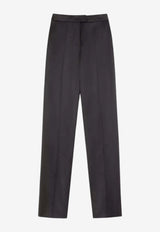 Valentino Silk Straight-Leg Tailored Pants Black 8B0RB786A8H 0NO