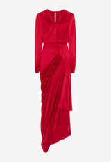 Valentino V-neck Draped Maxi Dress Red 8B0VDNA08M6 R9M