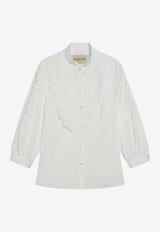 Valentino Sangallo Embroidery Buttoned Shirt White 8B3AB8209VN/S_VALE-0BO