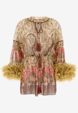 Valentino Pekin Voyage Imaginaire Paisley Print Feathered Blouse Multicolor 8B3AEBB7A54 BR9