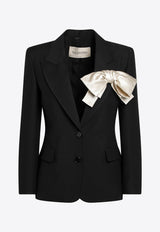 Valentino Bow-Embellished Single-Breasted Blazer Black