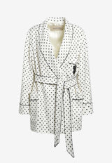 Valentino Supergrain Polka Dots Belted Coat White 8B3CJ42098S/S_VALE-R8E