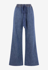 Valentino Wide-Leg Elastic-Waist Denim Pants Denim 8B3DD21K9YA 558