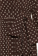 Valentino Polka Dots Silk Midi Wrap Dress Brown 8B3VAHU69DW CAH