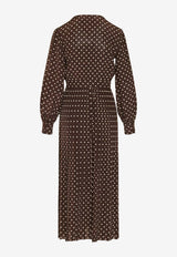 Valentino Polka Dots Silk Midi Wrap Dress Brown 8B3VAHU69DW CAH