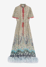 Valentino Pekin Voyage Imaginaire Paisley Print Midi Dress Multicolor 8B3VAJK6A54 9VC