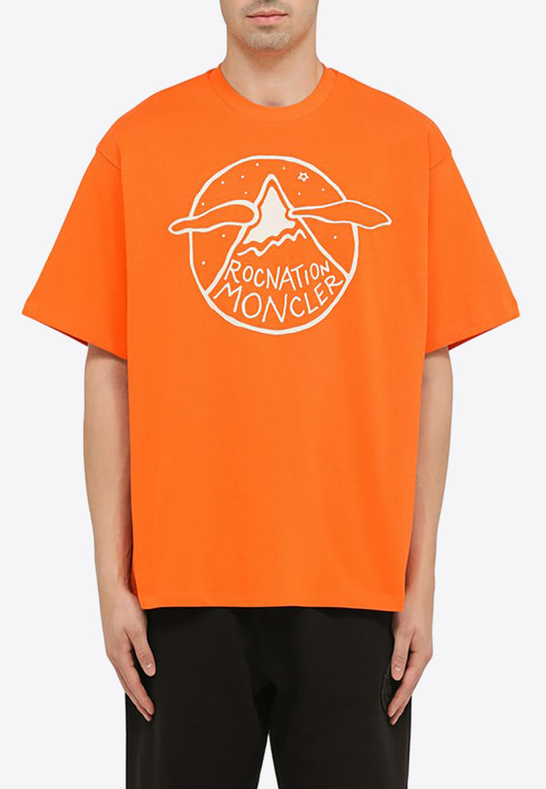Moncler X Roc Nation Logo Print Crewneck T-shirt Orange 8C000-0689A8Y/N_MONGE-328