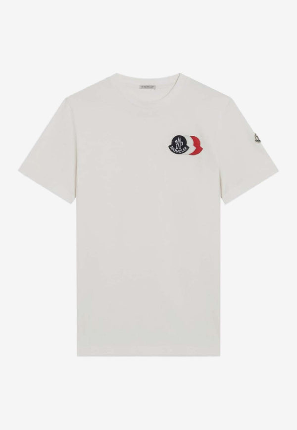 Moncler Tricolor Logo Patch Crewneck T-shirt White 8C0005689AUG/R_MONCL-034