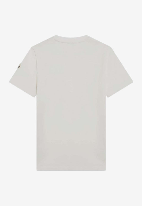 Moncler Tricolor Logo Patch Crewneck T-shirt White 8C0005689AUG/R_MONCL-034