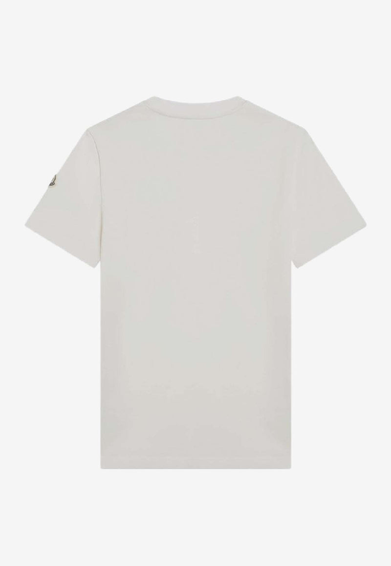 Moncler Tricolor Logo Patch Crewneck T-shirt White 8C0005689AUG/R_MONCL-034