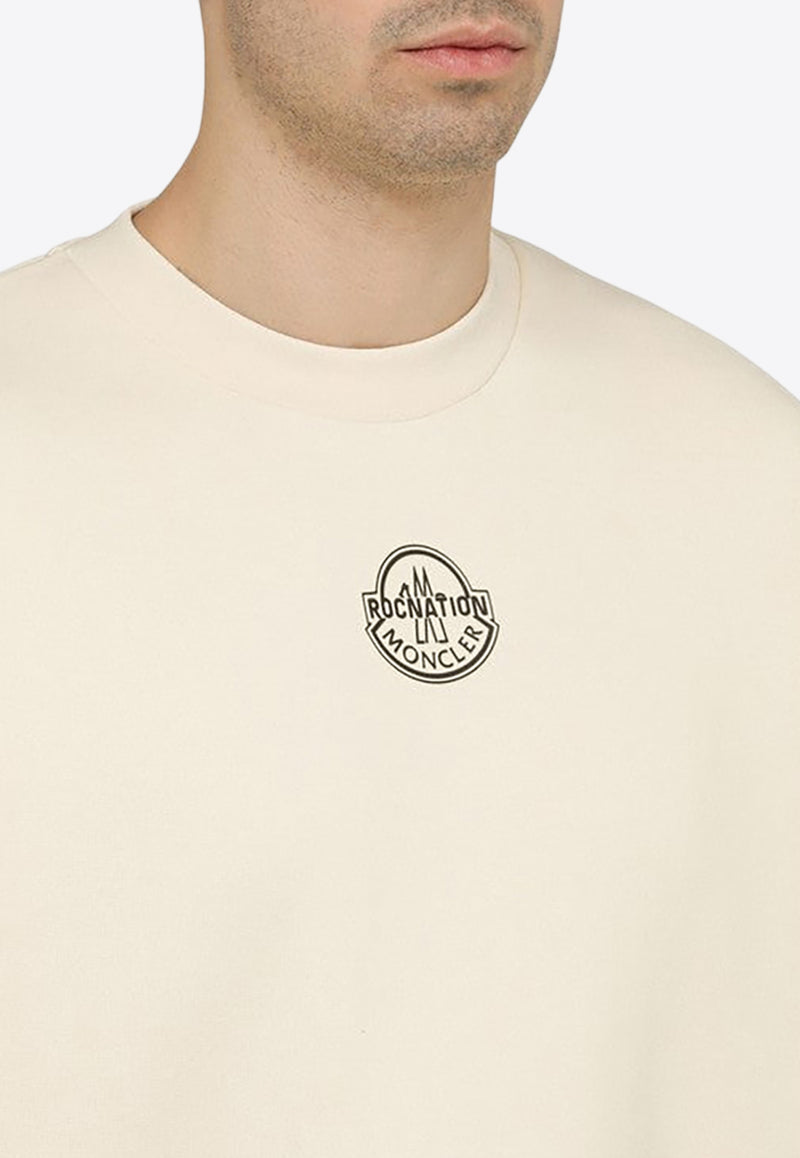Moncler X Roc Nation Logo Print Crewneck Sweatshirt Off-white 8G000-05809KX/N_MONGE-038
