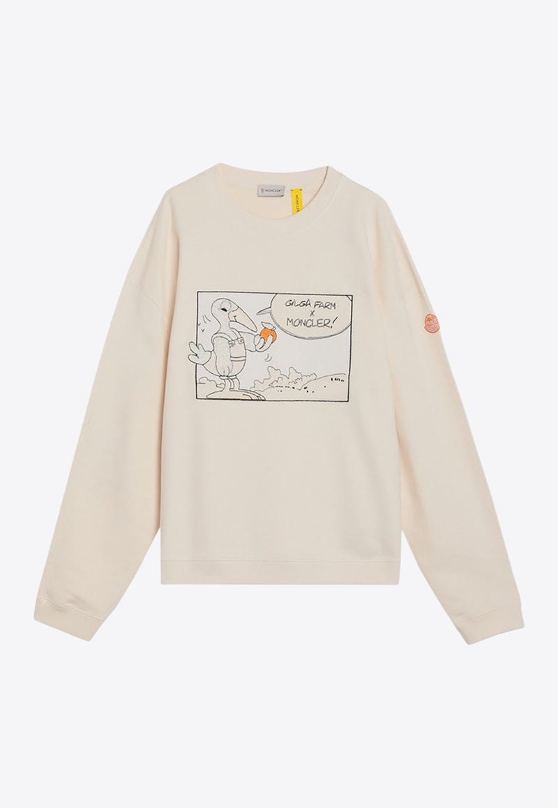 Moncler X Gilga Farm By Donald Glover Cartoon-Style Sweatshirt Ivory 8G0000289AUJ/R_MONGE-02B