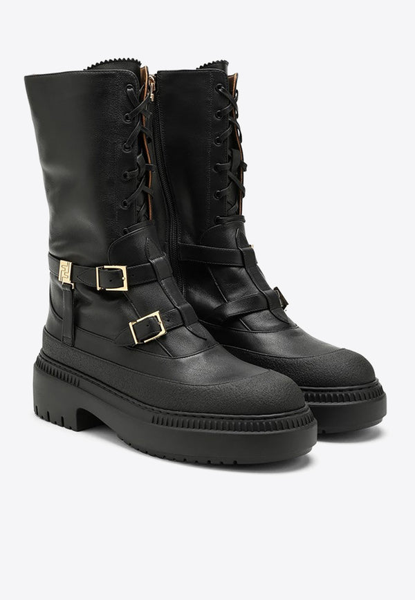 Fendi Delfina Biker Boots in Calf Leather Black 8T8445AOMH/N_FENDI-F0ABB