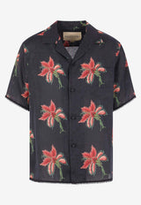 Valentino Papier Floral Print Linen Bowling Shirt Multicolor 8V3AAN11BA7 D5Y