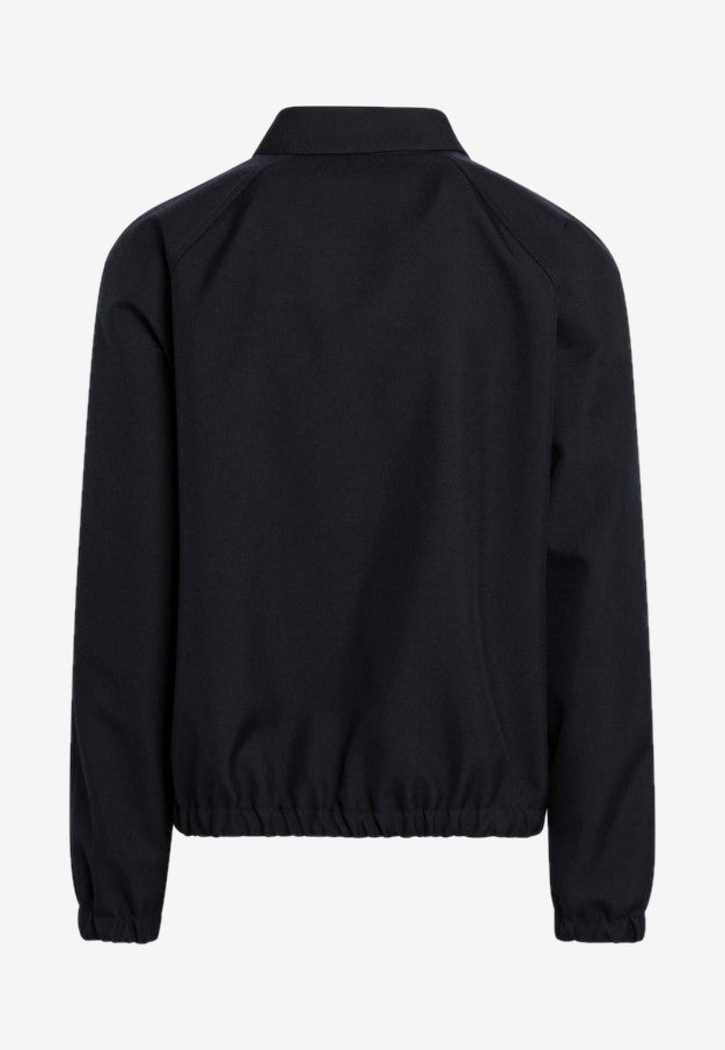 Valentino Bomber Jacket with Metal-V Navy 8V3CIP79AWA/S_VALE-598