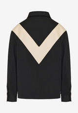 Valentino Zip-Up Jacket with Inlaid V and VLogo Patch Black 8V3CIQ11AWA 0NO