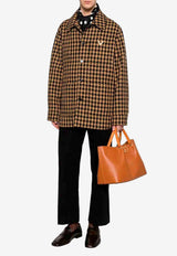 Valentino Houndstooth Overshirt with Metal V Beige 8V3CIQ41B88 757