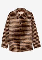 Valentino Houndstooth Overshirt with Metal V Beige 8V3CIQ41B88 757