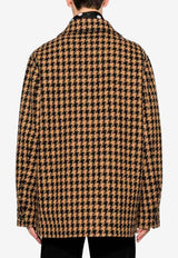Valentino Houndstooth Overshirt with Metal V Beige 8V3CIQ41B88 757