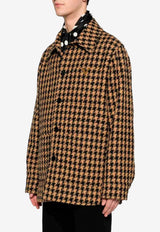 Valentino Houndstooth Overshirt with Metal V Beige 8V3CIQ41B88 757