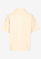 Valentino Denim Bowling Shirt with Metal V Ivory 8V3DBA10B9W A03