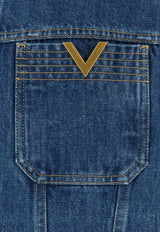 Valentino Denim Jacket with Metal V Blue 8V3DC14FB6M 558