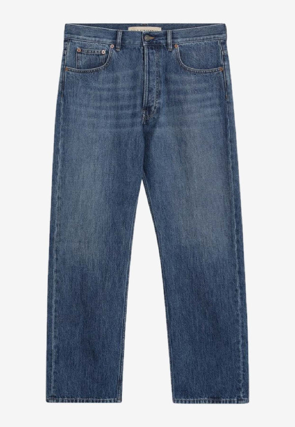 Valentino Logo Patch Straight-Leg Jeans Blue 8V3DE05EB6M/S_VALE-558