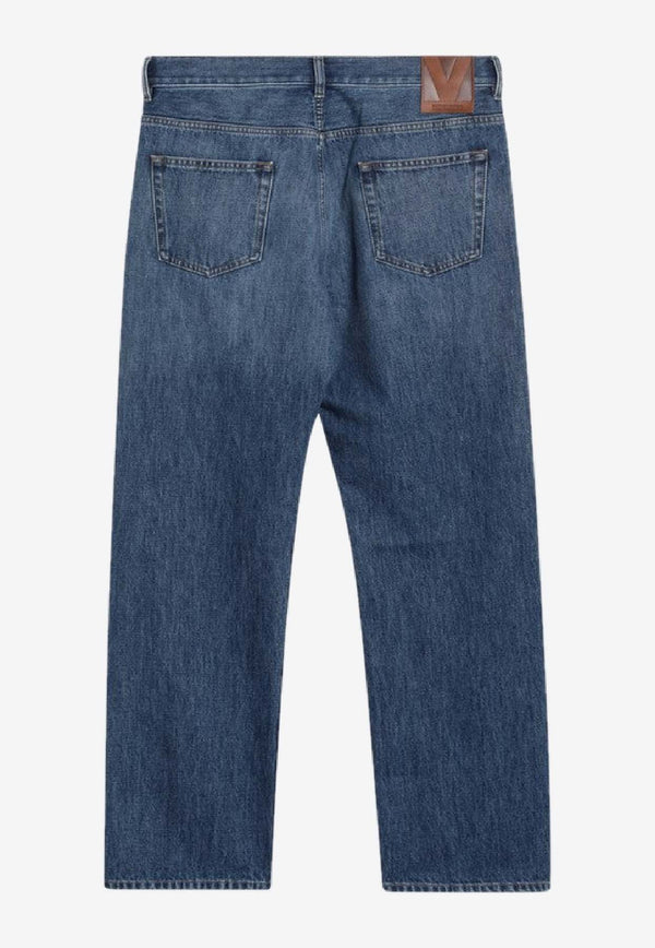 Valentino Logo Patch Straight-Leg Jeans Blue 8V3DE05EB6M/S_VALE-558