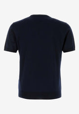 Valentino VLogo Patch Wool Knit T-shirt Navy 8V3KCE60BCJ 598