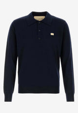 Valentino Vlogo Patch Long-Sleeved Polo T-shirt Navy 8V3KP04DBCJ 598