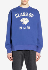 Valentino Panther Print Crewneck Sweatshirt Blue 8V3MF29NBAU 9SE