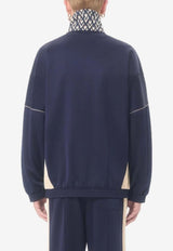 Valentino Inlaid Toute La V Print Zip-Up Sweatshirt Navy 8V3MF29RBCB 9SE
