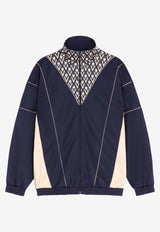 Valentino Inlaid Toute La V Print Zip-Up Sweatshirt Navy 8V3MF29RBCB 9SE