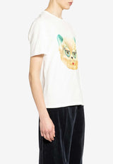 Valentino Le Chat De La Maison Print T-shirt  Ivory 8V3MG16PBD0 A03