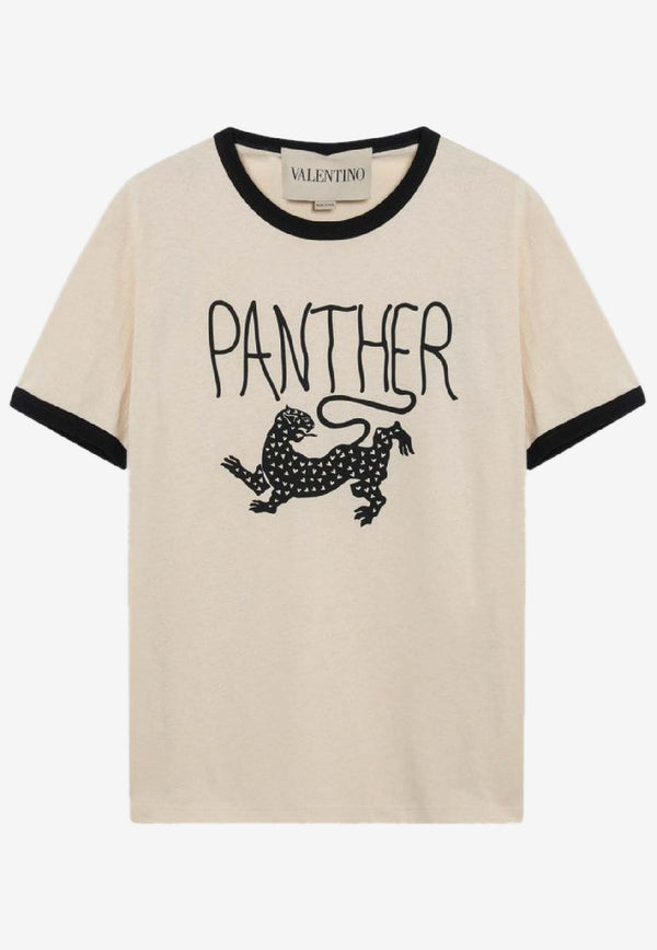 Valentino Panther Print T-shirt Butter 8V3MG17DBC5/S_VALE-QT3