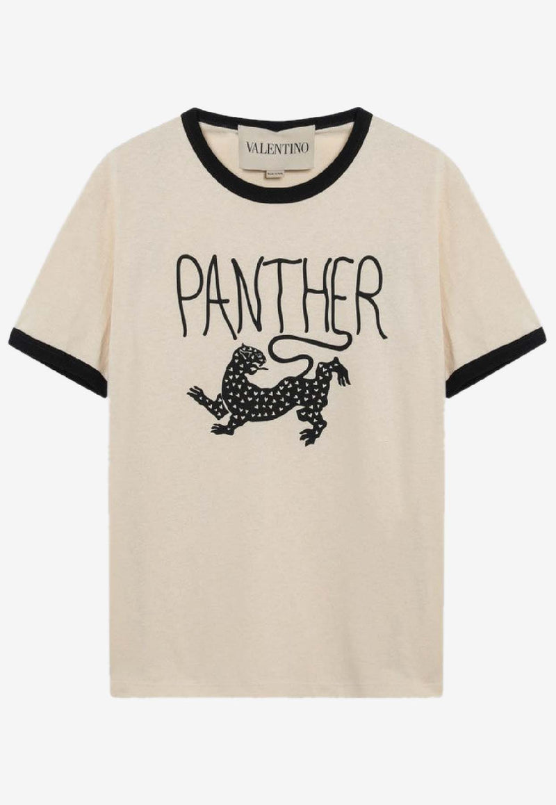 Valentino Panther Print T-shirt Butter 8V3MG17DBC5/S_VALE-QT3