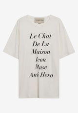 Valentino Le Chat De La Maison Icon Muse Anti Hero T-shirt Ivory 8V3MG18BBBU/S_VALE-0AN