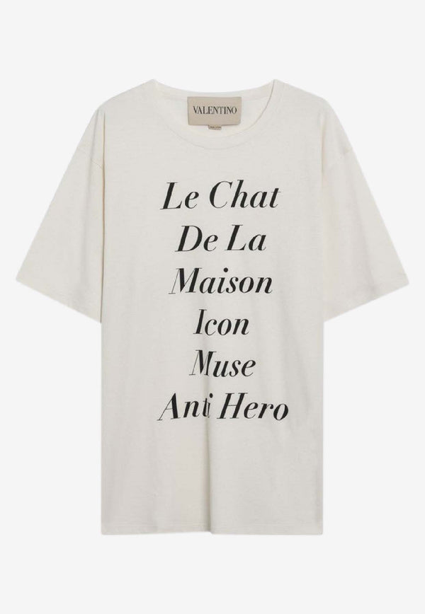 Valentino Le Chat De La Maison Icon Muse Anti Hero T-shirt Ivory 8V3MG18BBBU/S_VALE-0AN